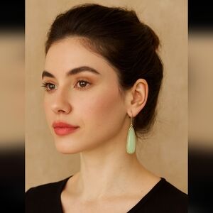 Gold and Green Dangle Earrings, NIP